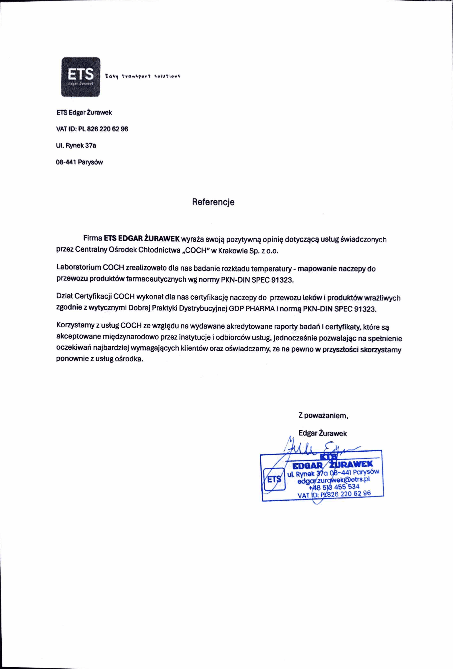 Referencje – ETS Easy Transport Solutions