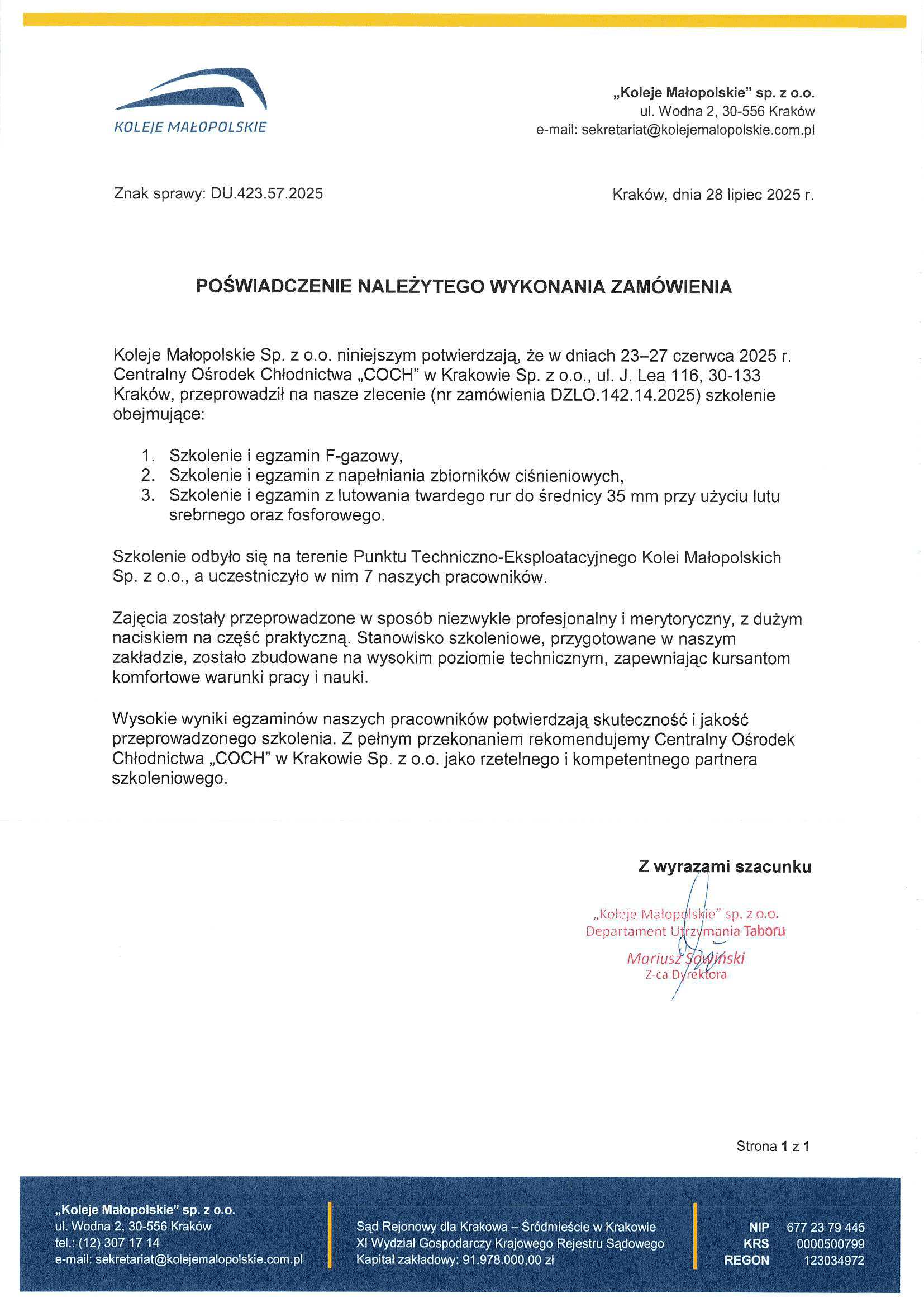 Referencje – Koleje Małopolskie