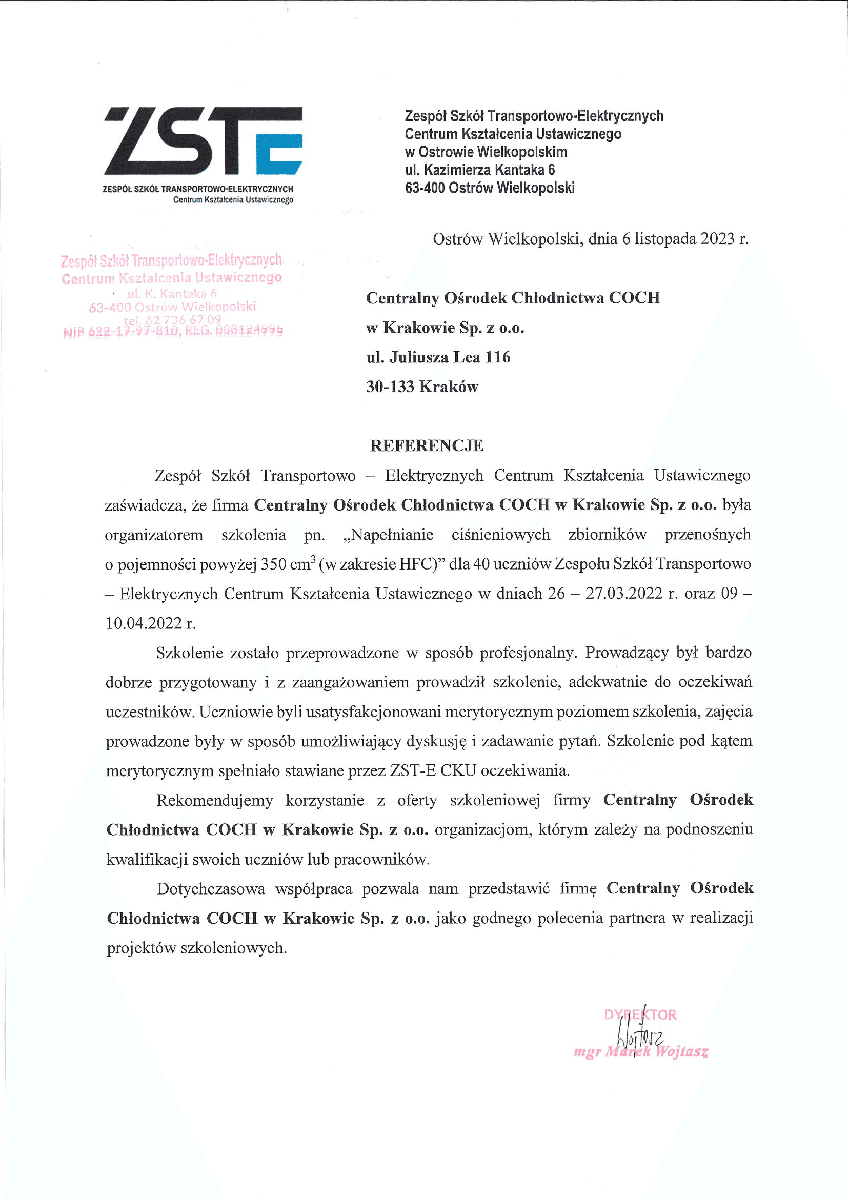 Referencje – Szkoła Ostrów