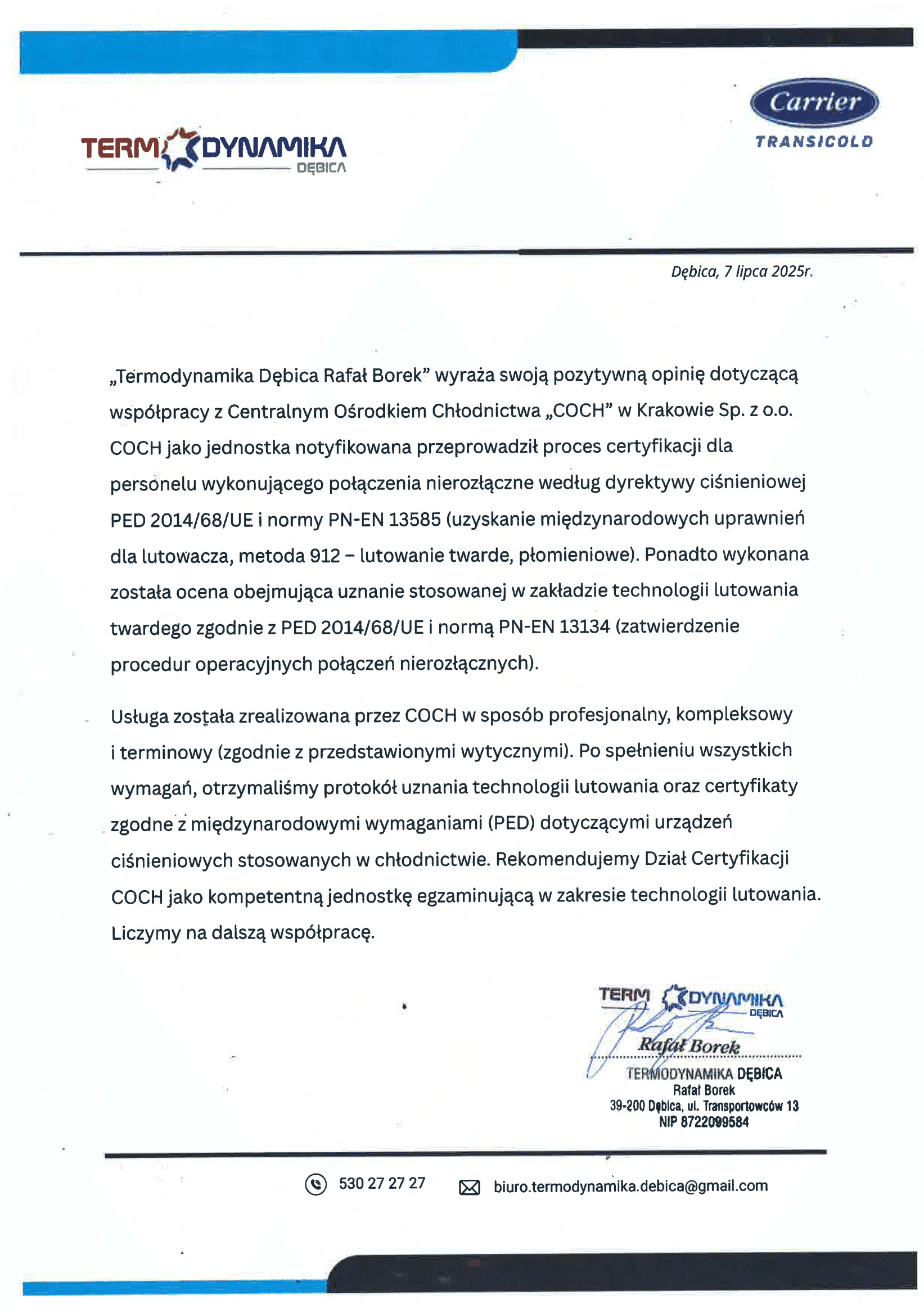Referencje – Termodynamika Dębica