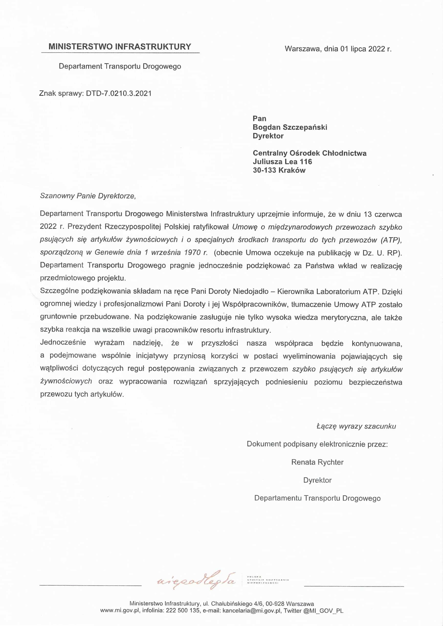 Referencje – Ministerstwo Infrastruktury