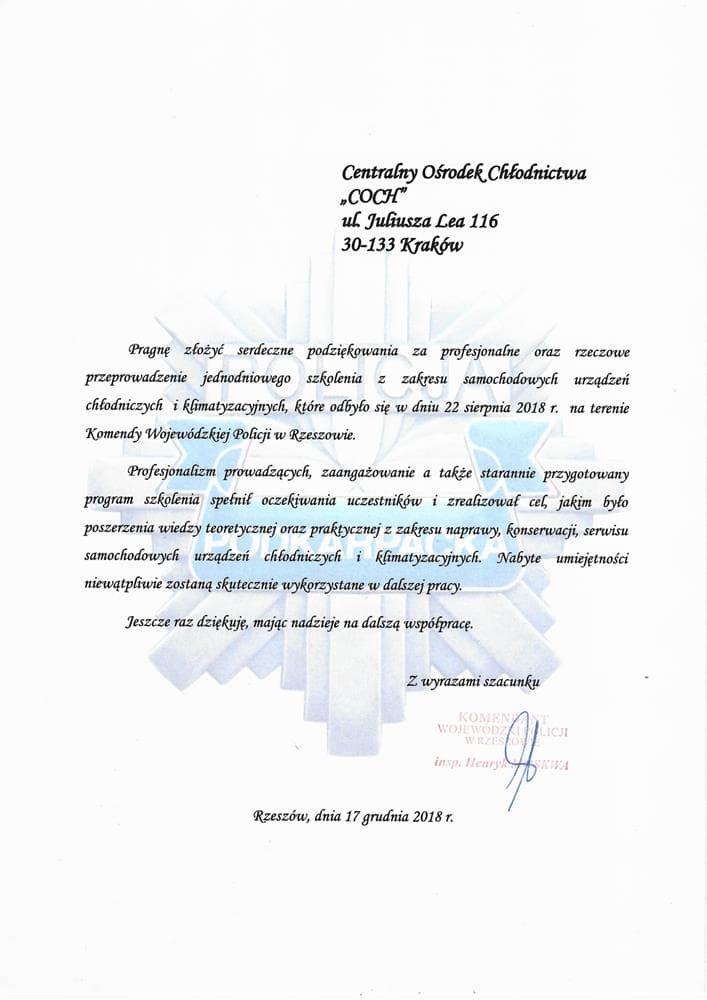 Referencje – Policja Rzeszów
